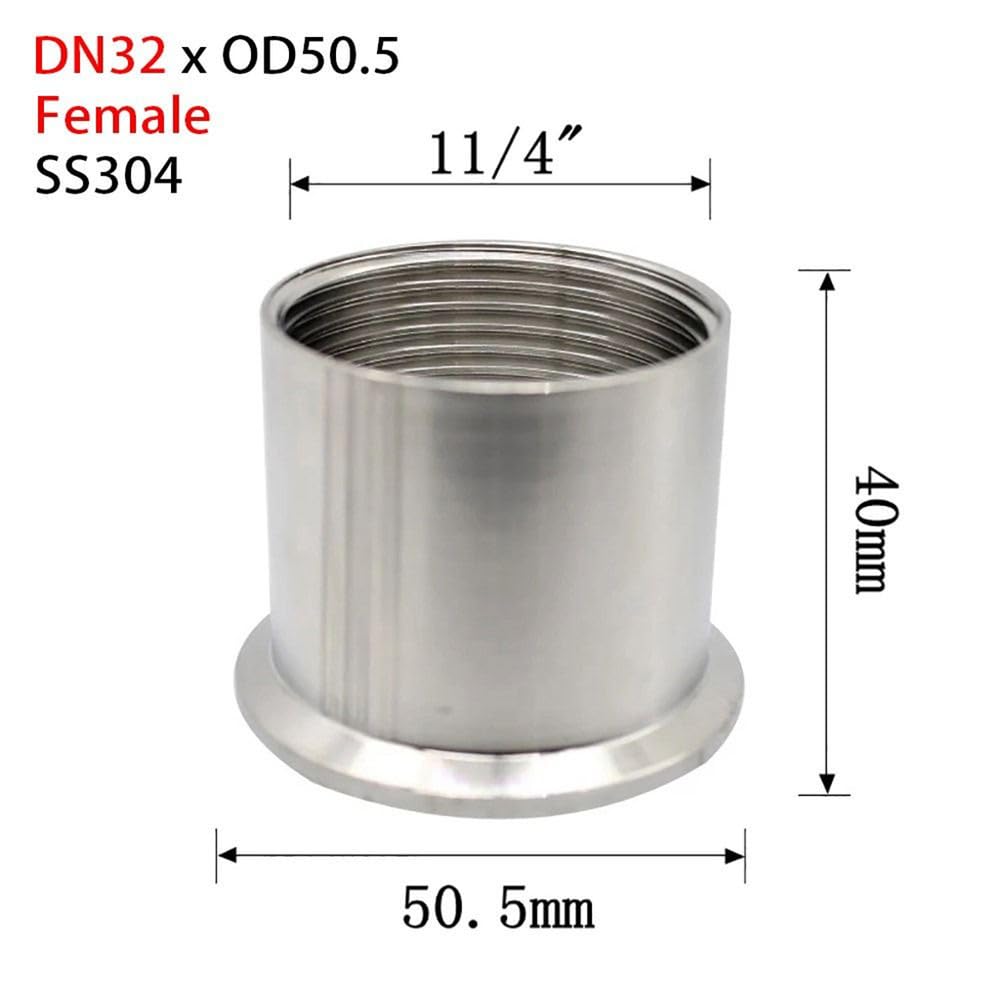 DN15-DN40 1/4" 3/8" 1/2" 3/4" 1" Conector de conexión de tubería con abrazadera de rosca hembra/macho BSPT, adaptador TriClamp para elaboración casera sanitaria SUS304, hembra DN32