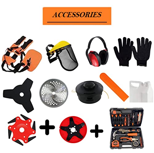 Brushcutter Kit - 63Cc 2-Stroke 6 In 1 Professional Gas-Powered Brush Cutter - Gardening Tools - Lawn Mowers, Tree Trimmer, Lawn Car, Weed Eater, Gas Hedge Trimmer, Lawn Edger, Edger, Lawn Aerator #TOP1