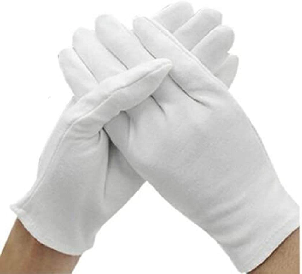 The Collection Villa Men's and Women's Double Layer Cotton Hand Gloves for Driving and Hiking, Protection from Sun and Dust Reusable & Washable(free size) (3 pair Black white and skin) 2