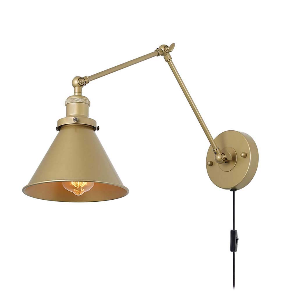 Appliques murales industrielles E27 avec interrupteur à prise et câble de 1,5 m rétro réglable extensible flexible en métal lampe de chevet intérieure lampe de lecture pour chambres salon bureau éclai