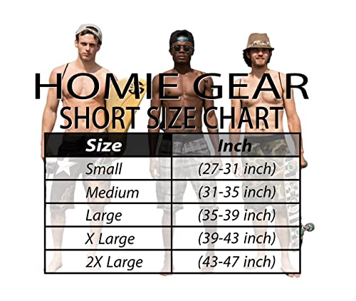 Homiegear Board Shorts - California Style - 13" Length (4X (51-55), California)2