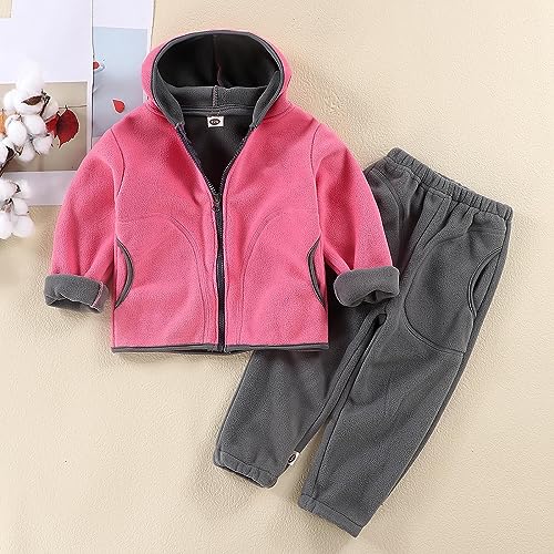 Toddler/Little Boys Boys Shaker Suit Long Sleeved Hooded Jacket Color Zipper Top + Solid Color Baby Boy Suit2