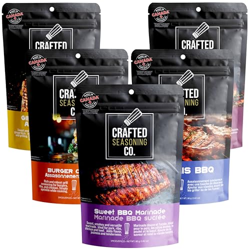 Crafted Seasoning Co. BBQ Rubs & Seasonings Gift Set (5 Pack) – Grilling & Smoking Spices Variety Box – Smoker Seasonings – BBQ Gifts for Men, Dad, Father’s Day, Grill Lovers