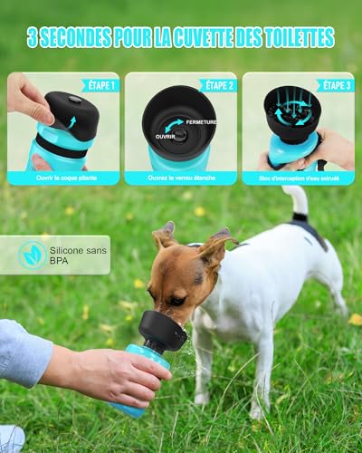 lesotc 520ml Hundetrinkflasche für unterwegs, Faltbare Hund Auslaufsicher Wasserflasche, Hunde Wasserspender für Täglich Spazieren Gehen Reisen Campen