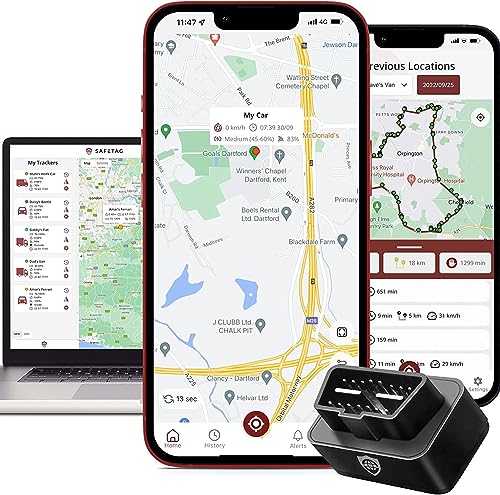 SafeTag Plug - Tracker GPS de véhicule en Temps réel - Van, Motorbike, Caravan, Motorhome, Tractor, Coach & Car Tracker - 9-48V, Self-Install Including SIM & Data, 7 Day Free Trial (2G)