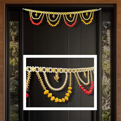 Image of iHandikart Decorative Beads Toran for Door Hanging | 40 Inch, Bandhanwar for Main Door Entrance, Traditional Wall Hanging for Home Decoration & Diwali Decor | Perfect Door Toran for Diwali Decoration