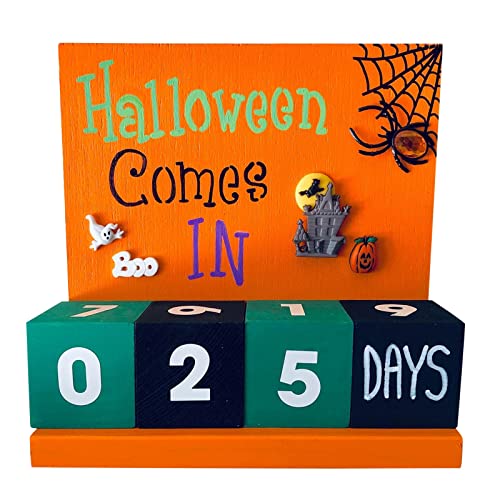 MUKUZI Calendrier Halloween Compte à rebours Décoration de l'Avent Halloween Boîte de rangement Bois Enfants (A, Taille unique Cover