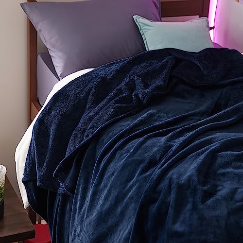 Image of Bedsure GentleSoft Fleece Blanket Twin XL - College Dorm Room Essentials for Guys and Girls Soft Warm Throw Blanket Dorm Room Decor, Navy 66x90 inches