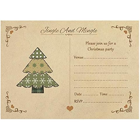 Artstore Vintage Christmas Tree Party Invitations With White Envelopes - Pack of 20 Cover