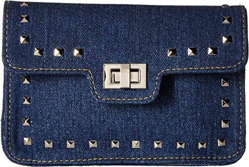Steve Madden Bolsa de cinto com alça de guitarra jeans SM/MD, Azul, P