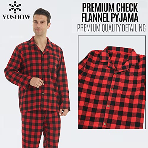 Mens Flannel Pajamas Set Cotton Plaid Pjs Button Down Warm Soft Lounge Sleepwear Top & Pj Pants with Pockets3