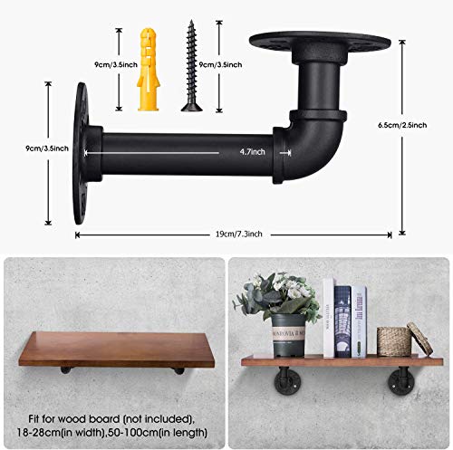 Industrial DIY Pipe Shelf Brackets,Vintage Black Iron Wall Mount Pipe Shelving Bracket, Rustic Home Pipe Shelf, 12 Pack