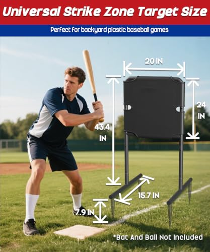 Image of Garbuildman Baseball Strike Zone Target for Plastic Balls, Portable Metal Frame Pitching & Hitting Training Tool for Outdoor