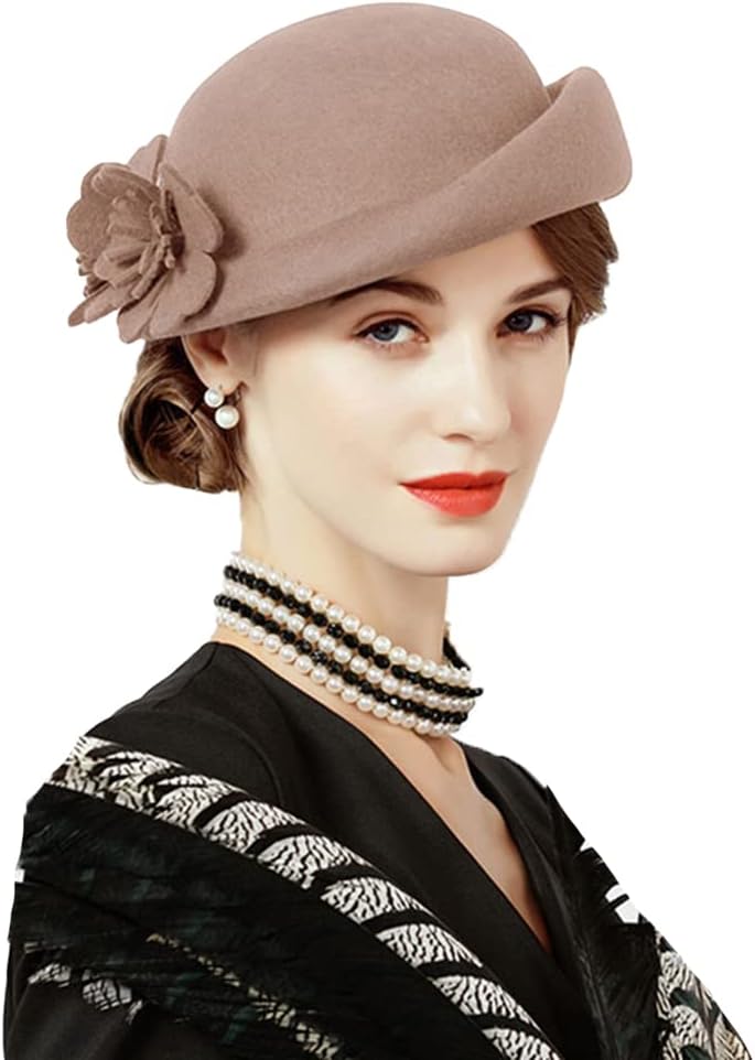 Women Wool Felt Ribbon French Fashion Vintage Millinery Beret Hats Top Cap Ladies Party Wedding Fedoras Chapeau