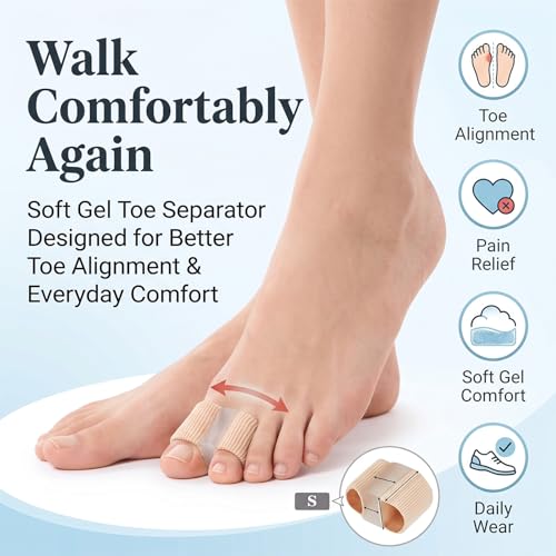 Image of Bunion Corrector & Toe Separators for Men and Women - Dual Size (S+L) Gel Toe Straightener with 2 Loops for Overlapping Toes, Hammer Toe & Hallux Valgus Pain Relief (Pack of 2)