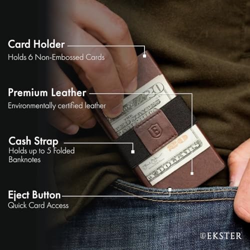 Ekster Senate Classic Brown Leather Slim Wallet for Men | RFID-Blocking Minimalist Wallet with Quick Card Access & Slim Profile2