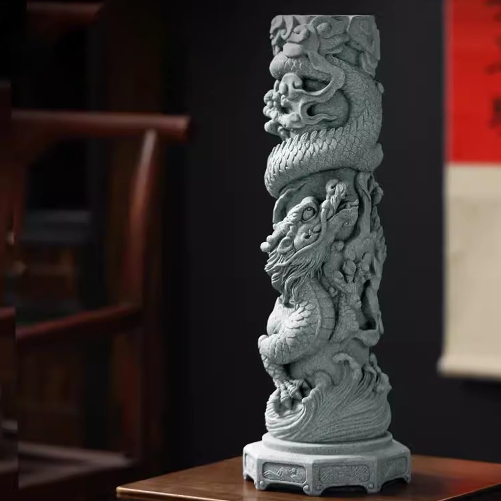 Tee-Haustier, Tee-Haustier, kreativer Sandstein, Neun-Drachen-Säule, Aquarium, Landschaftsgestaltung, Schreibtisch-Dekoration, chinesische Wohndekoration, Teetisch-Statue