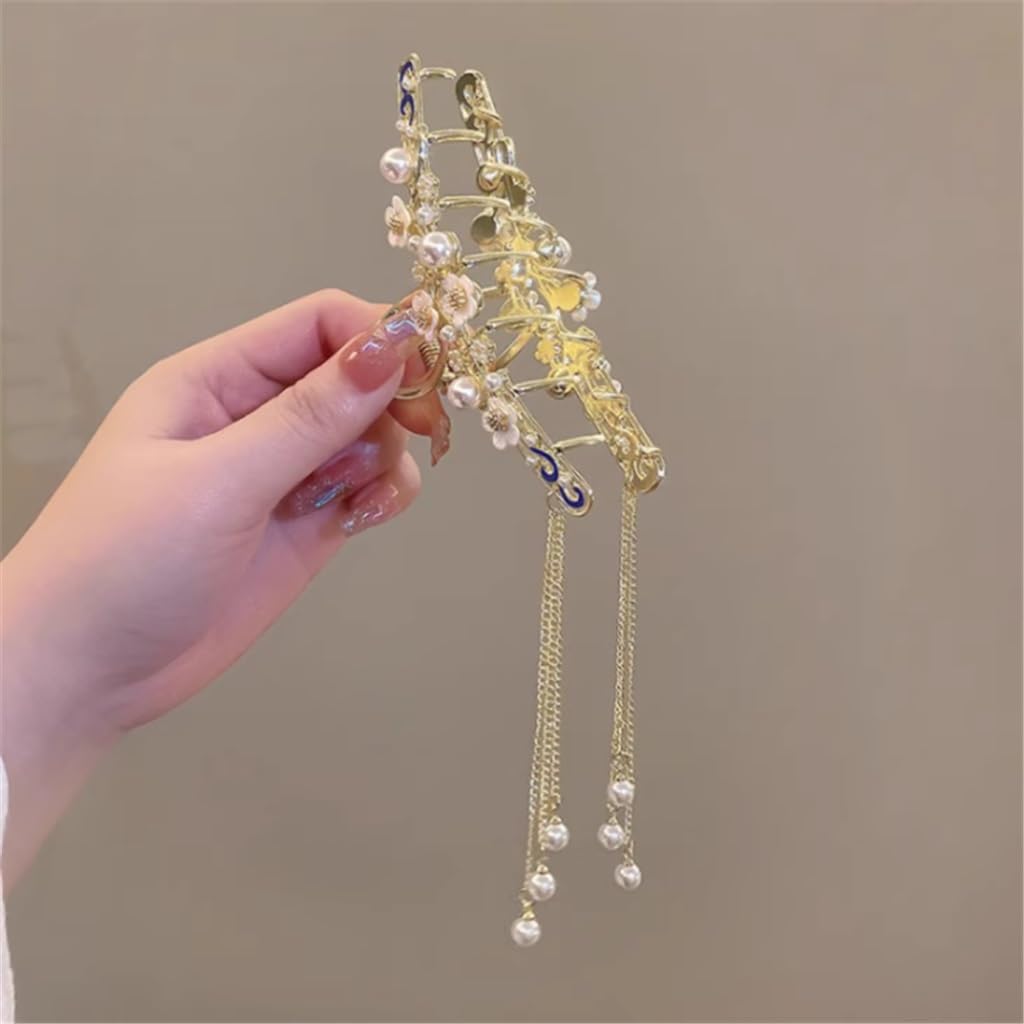 JFDBGU Clip for afferrare la Nappa con Perla in Metallo Stile Antico, Grande Clip for Capelli con Cucchiaio for Cervello, Clip for squalo Femmina