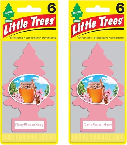 Image of LITTLE TREES Car Air Freshener | Hanging Paper Tree for Home or Car | Cherry Blossom Honey | 12 Pack