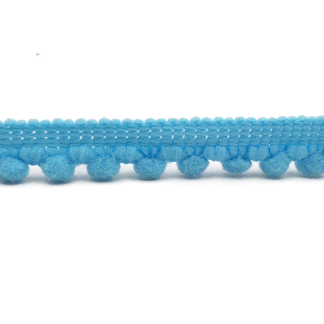 Yalulu 18 Yards Mini Pom Pom Trim Tassel Pompom Trim Ball Fringe Ribbon Trimming for Curtains Apparel DIY Craft Sewing Supplies (Blue)