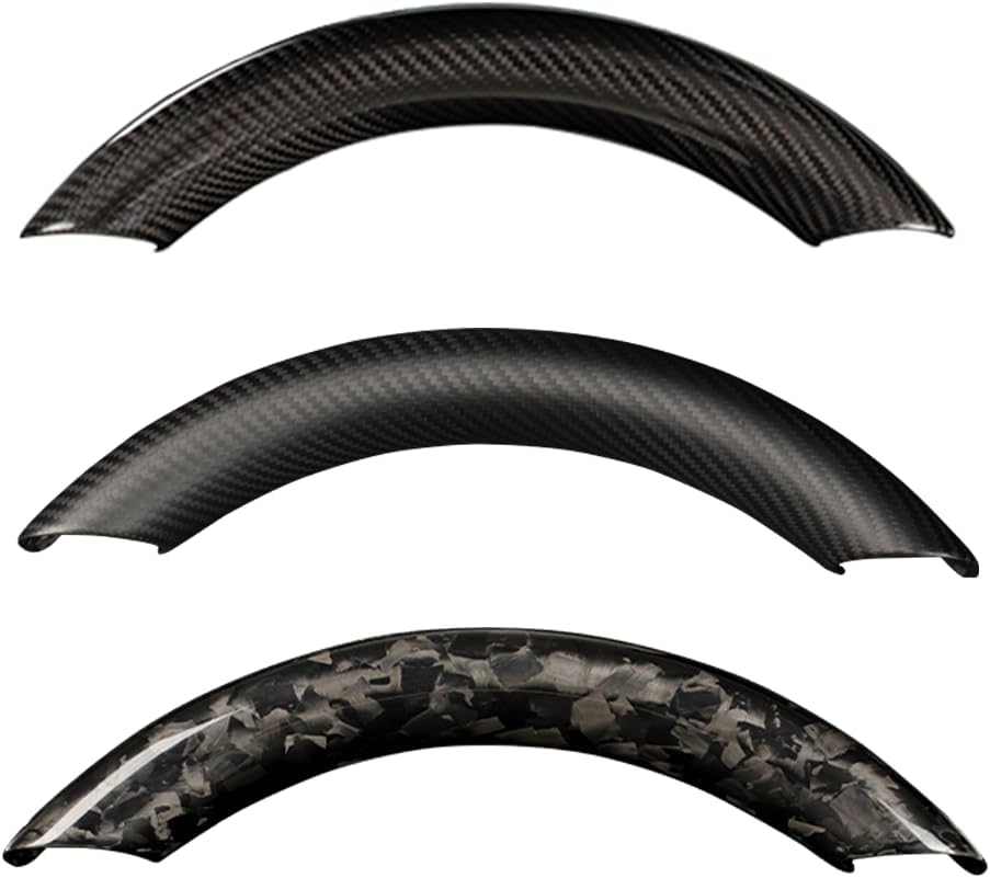 JSWAN Carbon Fiber Steering Wheel Embedded Cover Fit for Tesla Refreshed Model 3 Highland (2024+) Model Y Juniper (2025+) Performance Modification Steering Wheel Cover Trim Wrap (Bright Upper 1 pcs)