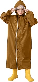 Conjunto para niños 98 con mochila escolar y capucha, para niños y niñas, color sólido, para niños y niñas, color liso, largo chubasquero, pantalones de barro, talla 146