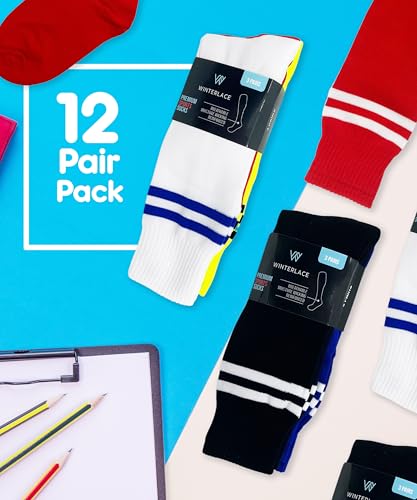 Winterlace Kids Youth Soccer Socks, 12 Pairs Boys Girls Knee High Team Football Athletic Sports3