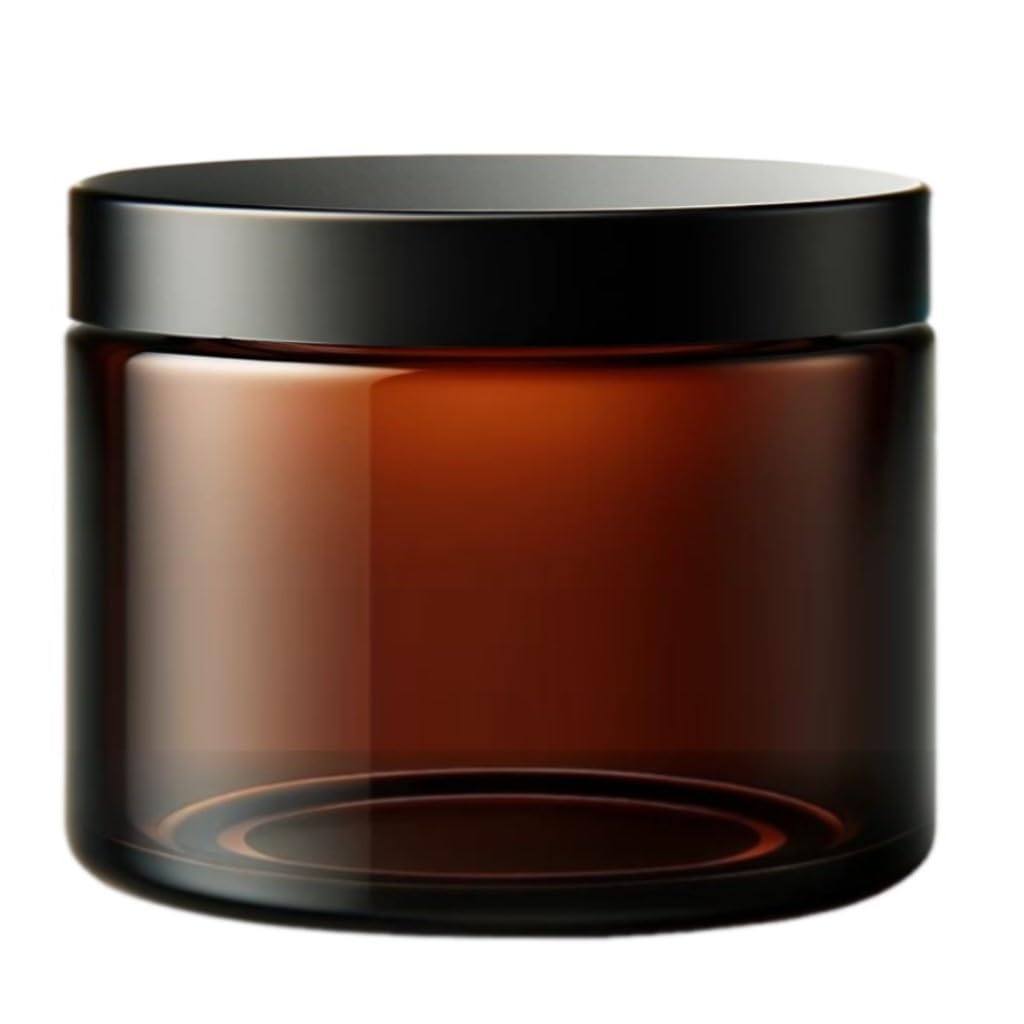 AVALON 500ml Large Amber Glass Jars with Airtight Lids, Recyclable, Refillable, BPA-Free, Sold Empty, for Storage Herbs