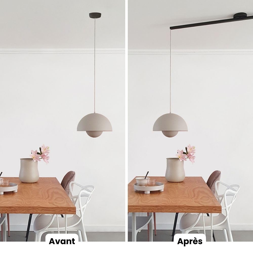 Lightswing® Single Système de Suspension pour 1 Lampe Suspendue - Noir Mat - 90 cm - Système de Lampe Réglable - Facile à Installer - Lampe Suspendue - Suspension de Lampe