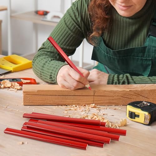 10 lápices carpinteros rojos con mina dura miniatura 7