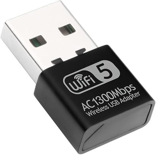 Miniatura 3 de Adaptador WiFi USB para PC, AC1300M USB WiFi Dongle 802.11ac Adaptador de red inalámbrica con doble banda 2.4GHz5Ghz para computadora portátil de
