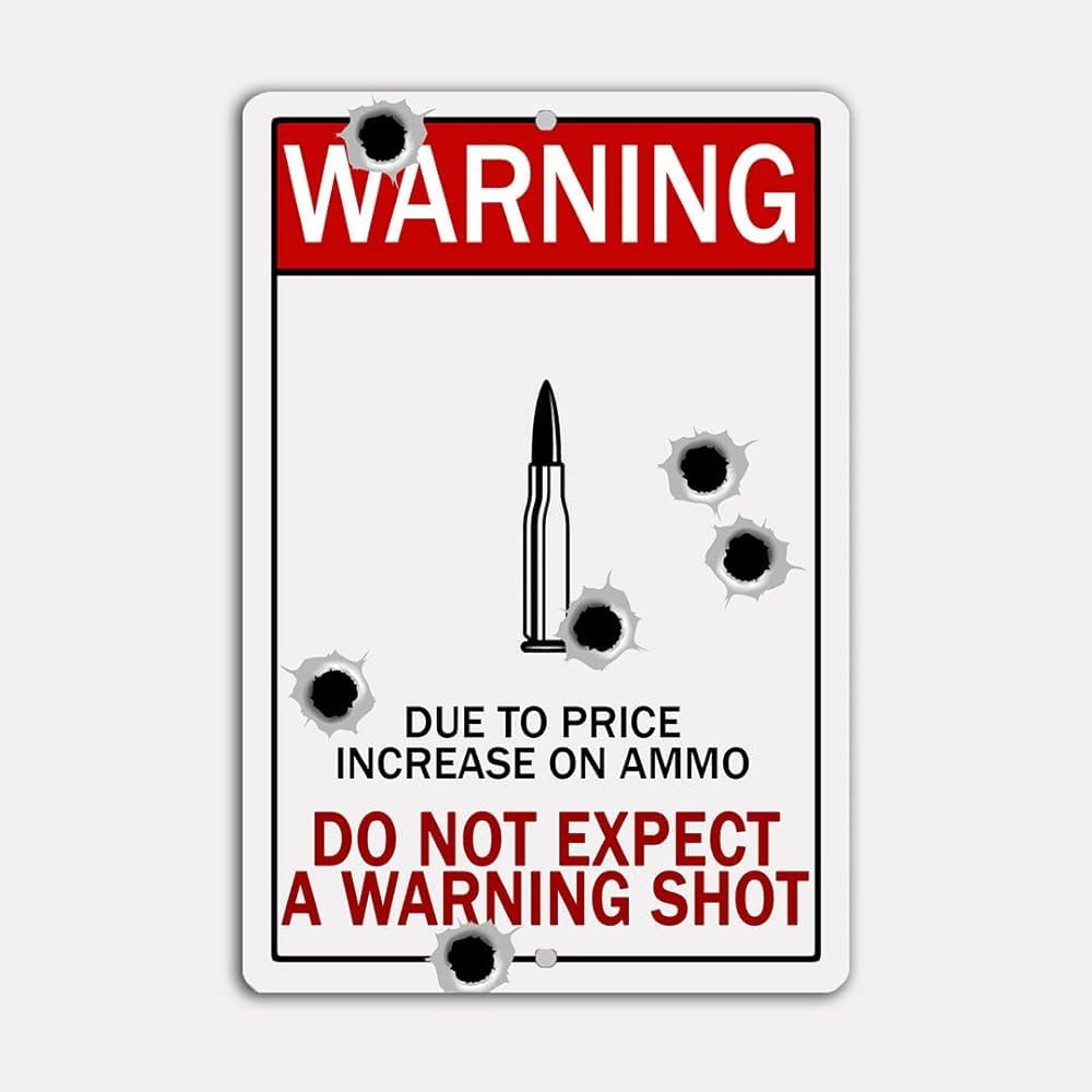 asbwuo Nostalgic Metal Tin Sign NO Warning Shot Bathroom bar garages Country Farm Decoration. 12x8 inch