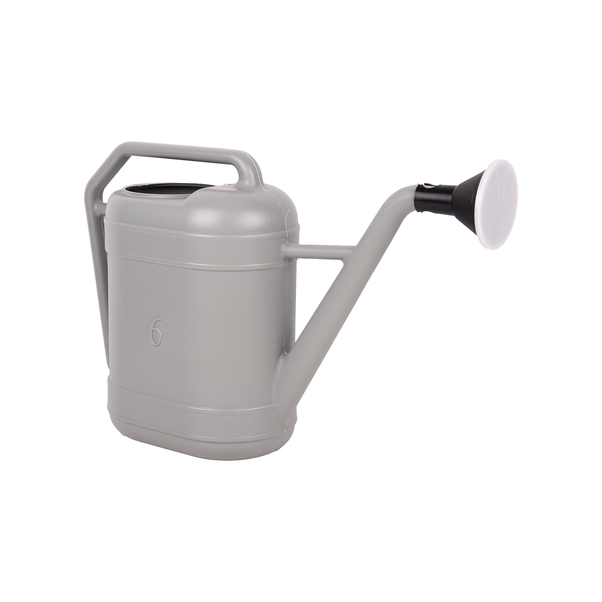 Cofan Regadera Gris de 6 litros con Cabezal Desmontable, HDPE Resistente, Asa de Transporte, Regadera para Interior y Exterior