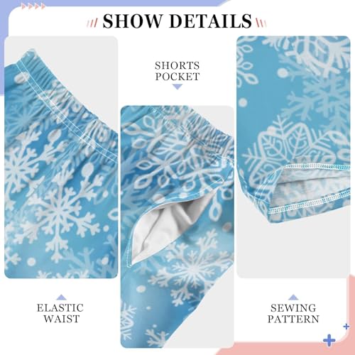 Winter Snowflake Boys Long Pants Soft Trousers Elastic Waist Kids Lounge Bottoms with Pockets S-XL4