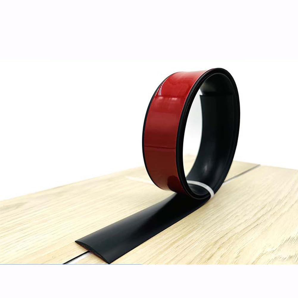 Self Adhesive Flat Floor Transition Strip, PVC Laminate Floor Strip Carpet Transition Strip Floor Threshold Divider Strips, Flooring Edge Trim (1, Black, 4CM/3.28FT)
