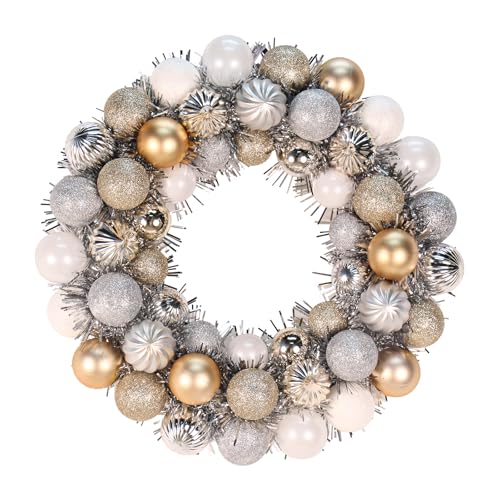 GOVIRAYE Gold Silver White Ball Wreath 16 Inch...