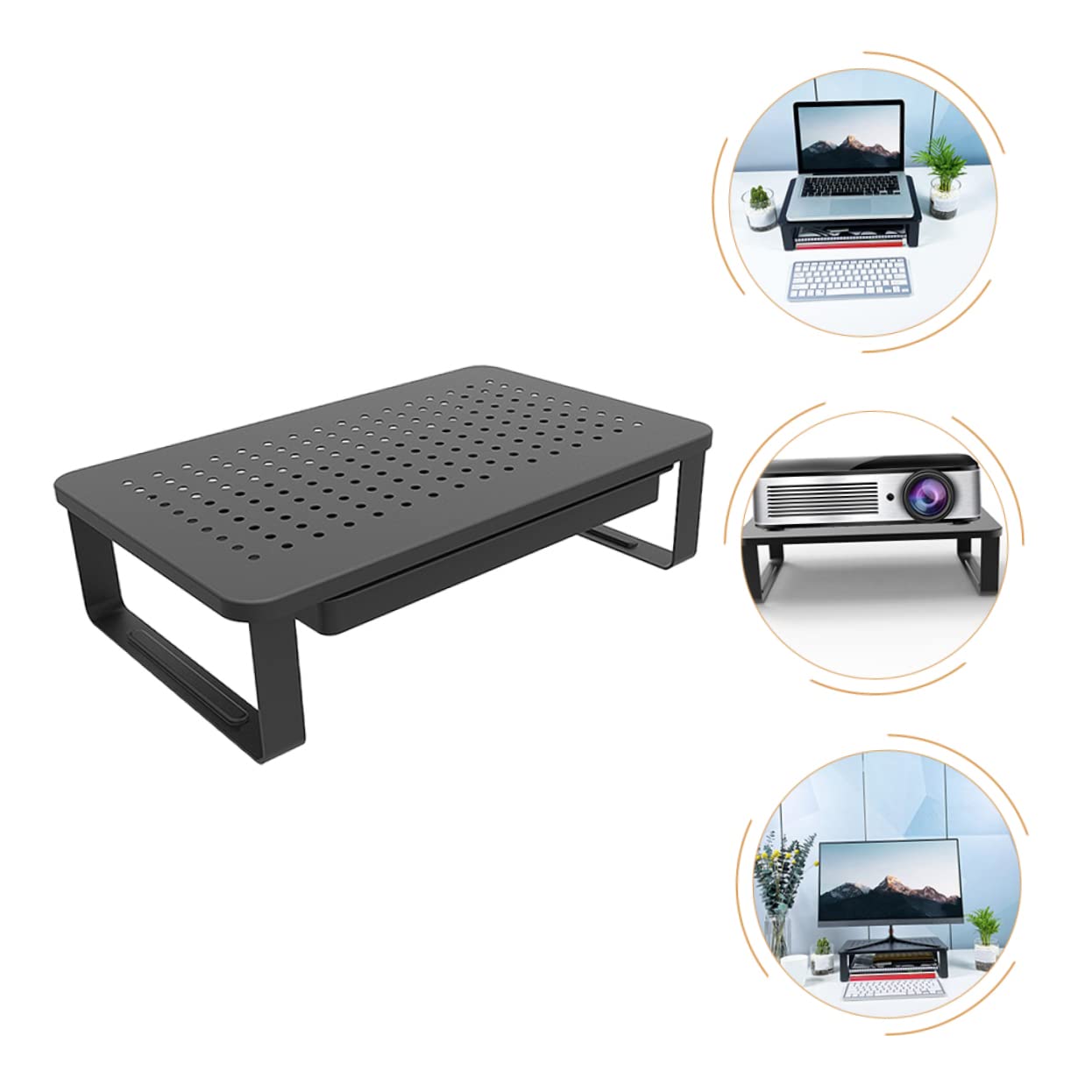 DOITOOL Monitorständer Platzsparende aus Eisen mit Praktischem Schubladensystem Laptop und Monitorerhöhung und Bessere Ergonomie für Schreibtisch Arbeitsplatz