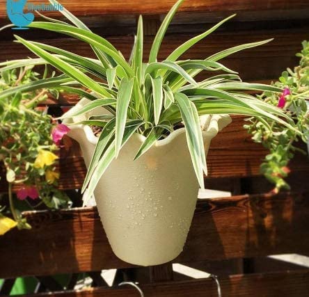 grofly Wall Hanging Planters with Drainage, Flower Pot Plastic with Hook Fence Planters Hanging for Outdoor Plants - 2pcs.