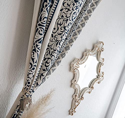 Rideaux de lin vintage Baroque imprimé fleuri perforé 150x280cm - 4