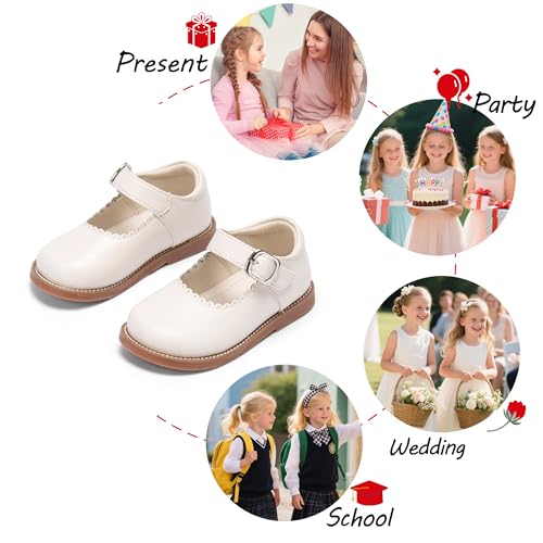 Image of PHIRAMIN Toddler Girl Mary Jane Student Oxford Shoes-Little Girl School Uniform Shoes for Wedding Party