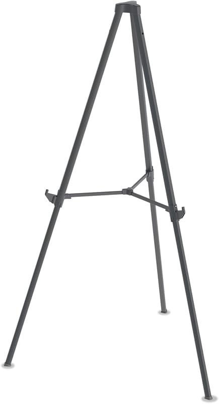Caballete de exhibición Quantum de alta resistencia, 35.62" a 61.22" de alto, plástico, negro