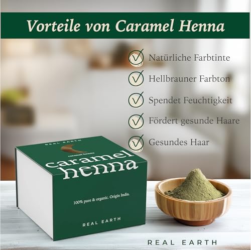 Real Earth Henna Haarfarbe 250g BIO 100% Natürliches. Henna Pulver Für Haare - Tönung Rot, Kupfer, Kupferrot, Goldbraun, Mittelblond, Schwarz, Dunkelbraun Color Prep Haut - Made in India (Hellbraune)