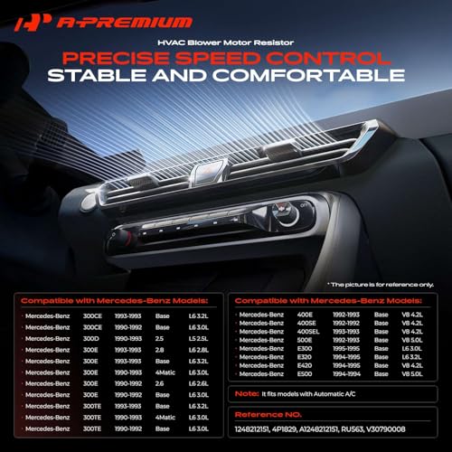 Image of A-Premium Automatic HVAC Blower Motor Resistor Compatible with Mercedes-Benz E320, 300E, 300D, 300CE, E300, 400E, E420, 300TE, 500E, E500