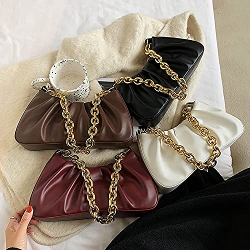 Image of JOLLQUE Shoulder Bag for Women,Small Leather Dumpling Bags Handbag Purse,Gold Chain Evening Clutch Purses