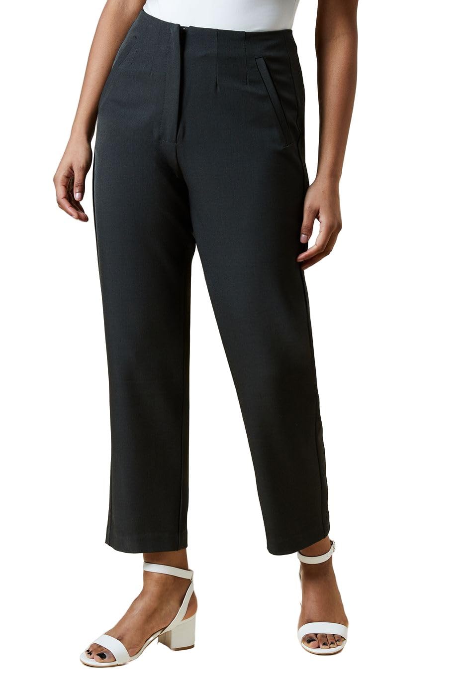 Dorothy Perkins Petite Straight Ankle Grazer Trouser, 12, Charcoal