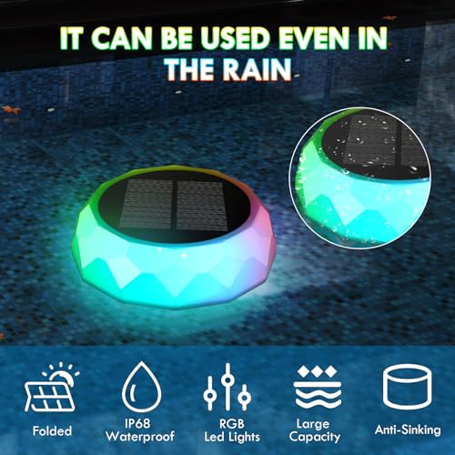 flintronic Großer Dosierschwimmer, Solar Schiffchen Schwimmender Chlorspender, Pool Dosierschwimmer, IP68 Wasserdichter, Einstellbar Faltbar, mit Fernbedienung, mit Bunten Lichtern