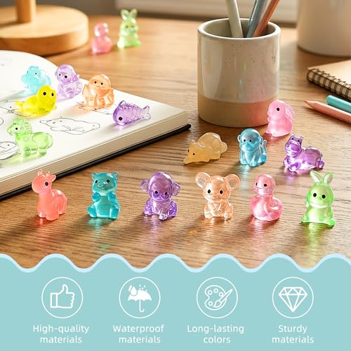Image of FEXIA 100Pcs Mini Resin Animals Glow in The Dark Mystery Figurines Blind Bag, Cute Luminous Farm Ocean Figures, Animal Miniatures for DIY Fairy Garden Accessories Micro Landscape Aquarium Decor
