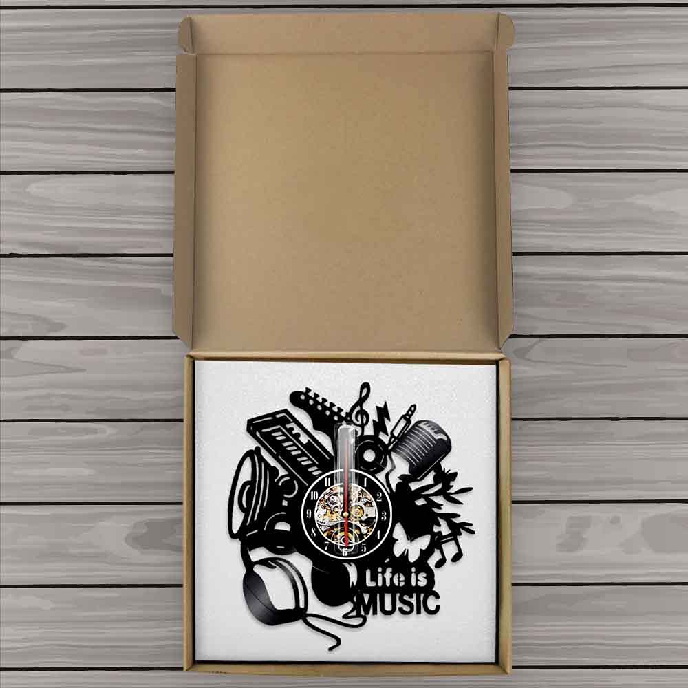 La musica è la mia vita Musica per gli appassionati di musica rock Decorazioni per la casa Orologio da parete con disco in vinile Regalo di inaugurazione della casa Orologi dal design moderno Orolog