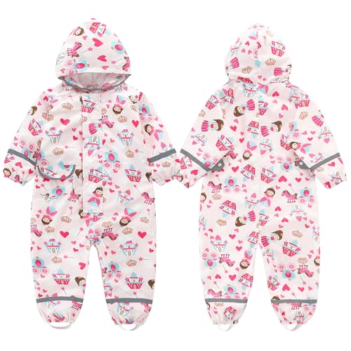 Kids Toddler Rain Suit Girls Boys Raincoat One Piece Waterproof Coverall Lightweight Hoodie Prints Rain Jacket 1-10 Years2