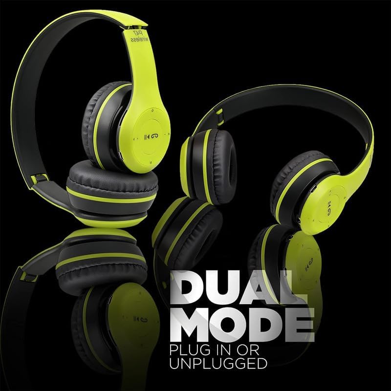 Image of Clokify Over-Ear Wireless Gaming Headphones, Bluetooth with Microphone with Long Battery Backup (Green)